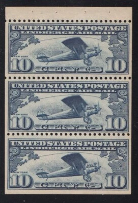 #C10a 10c, 1927 Lindbergh Airmail Booklet Pane VF/XF MNH PSE Certificate (Cert) - Image 1 of 3