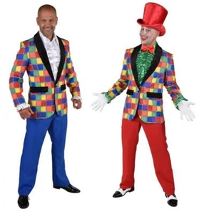 Frack Clown Pierrot Harlekin Kostüm Kasper Jacke Weste Mantel Jackett Zirkus Hut - Bild 1 von 6