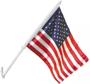 USA Car Window Flag - American Flag Car Truck Flag with Pole Holder - Foto 1 di 1