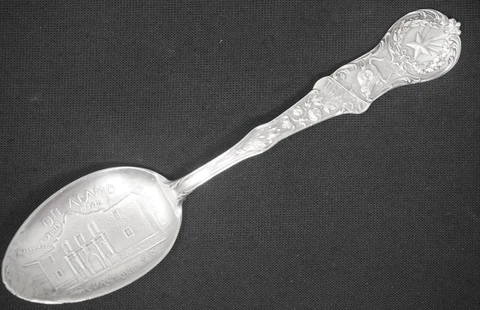 RARE! Texas Alamo Built in 1718 Sterling Silver Souvenir Spoon 22 grams Cover