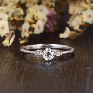 Round Cut Diamond Solitaire Bridal Engagement Wedding Ring 14k White Gold Finish - Picture 1 of 8