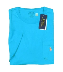 Polo Ralph Lauren Men's Big & Tall Aqua Blue Solid S/S Crewneck Pocket T-Shirt - Picture 1 of 3