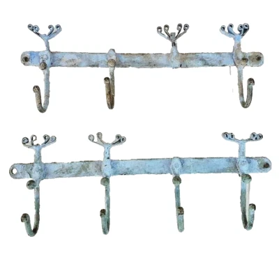 Vintage Old Antique Iron Handcrafted Rare Deer Head Shape Beautiful Hanger Hook - Imagem 1 de 4