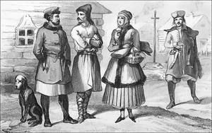 POLAND - INHABITANTS in the vicinity of PRAGA (WARSAW) - Engraving from 19th - Picture 1 of 2
