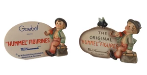 Goebel Hummels 187 + 187A Figurines 2 1951 1976 Merry Wanderer Dealer Plaques - Picture 1 of 11