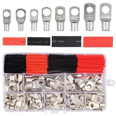 200Pcs Assorted Cable Lugs Tinned Copper Battery Wire Terminals Crimp Connector - image 1 of 4