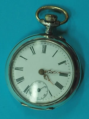 Alte Taschenuhr,  800er Silber,  Durchmesser 47 mm, Cylinder, intakt, 70 Gramm - Bild 1 von 4