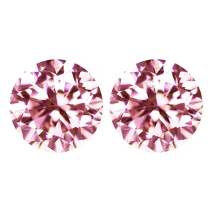 0.12 Ct [2 Pcs Pair] Top Perfect Round 2.4 MM 100% Natural Argyle Pink Diamond ! - Picture 1 of 5