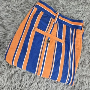 LoudMouth Mens 34 Orange/Bue Striped Slash Pocket Golf 10" Chino Shorts - Picture 1 of 6