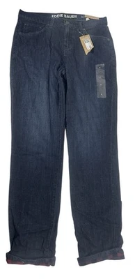 Eddie Bauer Jeans Women’s Size 6 Blue Boyfriend Fit Flannel Lined Mid Rise NWT - Image 1 of 4