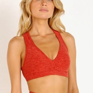 Beyond yoga Spacedye Lift Your Spirits Bra dark Heather orange size large - Picture 1 of 6