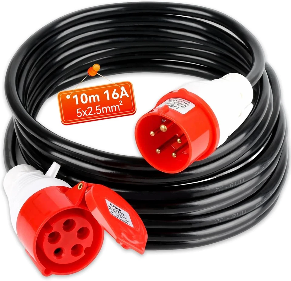 SPL-TEC CEE Verlängerungskabel Starkstromkabel Kraftstromkabel Gummi 400V 5G2,5mm² 16A