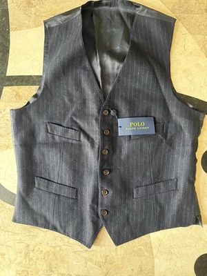 New Ralph Lauren Vest 100% Wool Pinstripes Navy Blue Made In Slovakia 40R READ!! - Image 1 of 4