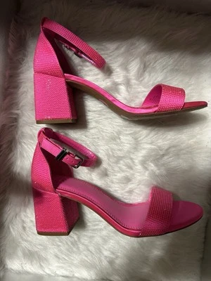 Tacones de bloque rosa neón 7,5 laterales GB nuevos sin caja  Foto 1 de 4