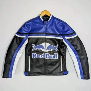 Red Bull Racing Leather Jacket – Motorcycle Biker Jacket – Black & Blue Sports W - Picture 1 of 6