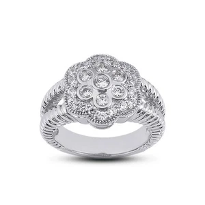 1/2 Karat E VS1 runder Brillant natürliche zertifizierte Diamanten 950 Plat. Feiner Ring - Bild 1 von 3