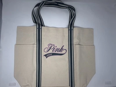 BOLSO DE MANO VICTORIA'S SECRET ROSA LOGO LONA VIAJE PLAYA GIMNASIO EDICIÓN LIMITADA NUEVO CON ETIQUETAS Foto 1 de 4