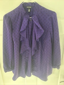 Blusa George con bottoni completi viola usata molto poco con motivo diamantato M - Foto 1 di 8