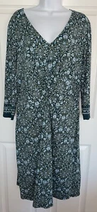 NWT Lands End Sz Large Lightweight Cotton Modal 3/4 Slv Fit & Flare V-Neck Dress - Picture 1 of 16