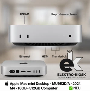  Apple Mac Mini Desktop - MU9E3D/A - 2024 - M4 - 16GB - 512GB Computer ✅ NEU - Bild 1 von 15