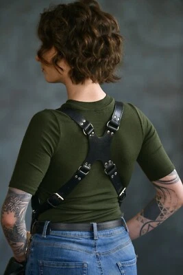 Correa de cámara doble personalizada, arnés de cámara de cuero hecho a mano regalo para ella/él Foto 1 de 4