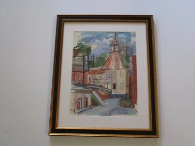 VIRGINIA GOULD PAINTING 1940 AMERICAN REGIONALISM MODERNISM WPA STYLE RARE CA  - Image 1 of 4