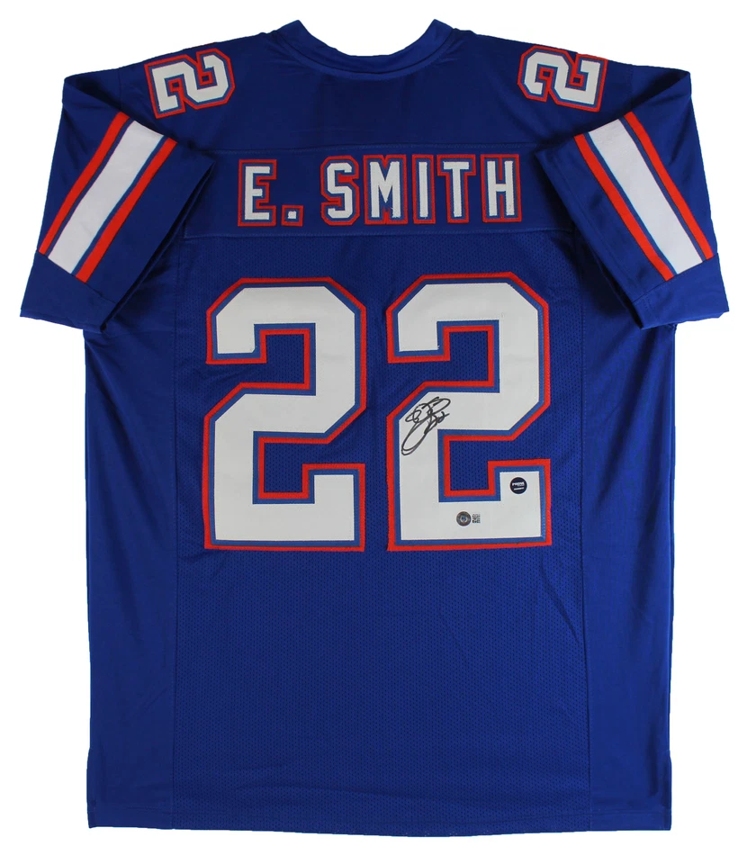 Camiseta Florida Emmitt Smith Auténtica Firmada Azul Autografiada BAS Testigo Foto 1 de 3