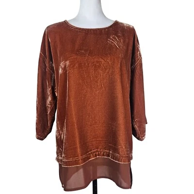 Túnica de Terciopelo Gisella Suave Alrededores M Cobre Relajada Fiesta Escandi Boho Fluida Foto 1 de 4