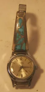 Reloj suizo CLEBAR 17 joyas INCABLOC para dama con plata esterlina y correa turquesa - Imagen 1 de 7