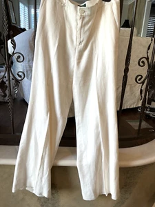 Pantalones Lauren Ralph Lauren Mujer Pierna Ancha 100% Lino Andover Marfil 8 - Imagen 1 de 5