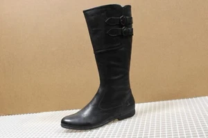 Born Women's Faux Leather Side Zip Buckle Strap Tall Boots, Black, Size 8M - Picture 1 of 8