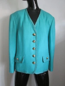 Giacca vintage Herbert Grossman taglia 14 100% lana squisita treccia bottoni oro - Foto 1 di 10