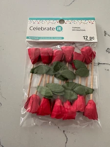 Celebrate it Decoration Toppers Bakeware Red Flowers Crafts Art Scrapbooking - Picture 1 of 6