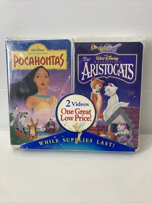 RARE Original 2-Pack DISNEY MASTERPIECE POCAHONTAS THE ARISTOCATS VHS SEALED '96 Foto 1 de 4