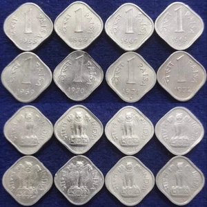 India Complete UNC Set of 8 Coins, 1 Paisa, YEAR WISE 1965-1972, Al-Mg (B-522) - Picture 1 of 1
