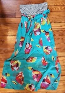 Xhilaration Strapless Halter Maxi Floral Shear Summer Bright Colors L - Picture 1 of 8