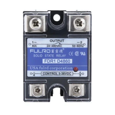 FULRD Single-phase Solid State Relay DC-AC FDR1 D4860 60A SSR 24-480VAC/3-36VDC - Image 1 of 4