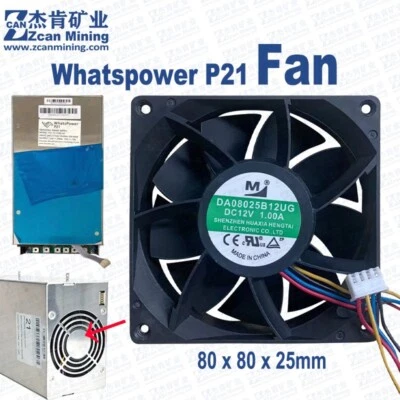 Whatspower P21 Cooling Fan DA08025B12UG 80x80x25mm 4Pin 12V 8025 Fan - Image 1 of 4