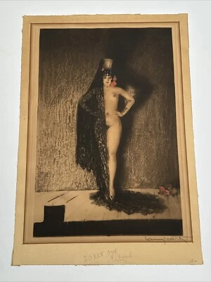 LOUIS ICART ETCHING ANTIQUE Women WOMAN FEMALE MODEL ART DECO SIGNED FAMOUS RARE - Image 1 of 4