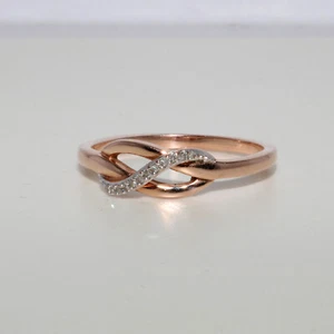 Michael Hill 10ct Solid Rose Gold Hallmarked Natural Diamond Infinity Ring - Picture 1 of 7