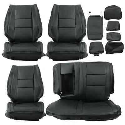 For 2011-2021 Jeep Grand Cherokee  Front & Rear Seat Covers Complete Set Black - Image 1 of 4