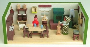 Miniaturstube Farmhouse Bxhxt 4 5/16x1 5/8x2 3/8in New Seiffen Miniature Room - Picture 1 of 1