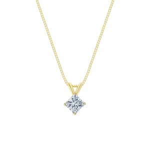 Collar de oro amarillo de 14 K de diamantes cultivados creados en laboratorio con princesa convertida F/VS de 1/2 quilate - Imagen 1 de 1
