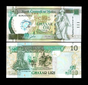 MALTA 10 LIRI P-51 2000 Commemorative UNC CLOCK RUDDER PIGEON EURO MONEY NOTE - Picture 1 of 4