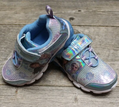 Frozen Youth Size 10 Light Up Athletic Sneakers/Tennis Shoe Blue - Image 1 of 4