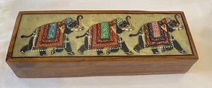 Vintage MIDDLE EASTERN PRAYER BOX Handcrafted w/Crushed Gemstones, 8”x2.5”x2” - Picture 1 of 11