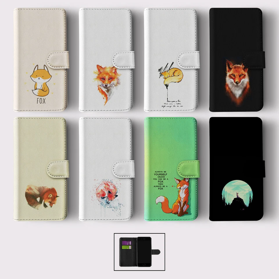 FLIP WALLET PHONE CASE FOR IPHONE 16 15 14 13 12 11 SE 8 RED FOX WILD ANIMAL - Image 1 of 1