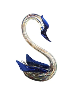 Vintage Venetian Italian Murano Art Glass Large 15" Multicolored Swan Figurine - Picture 1 of 8