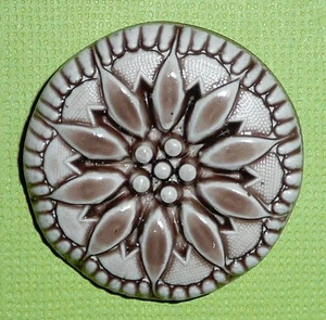 Beautiful Flower Large Chocolate Brown Art Stone Flower Shank Button - 1-5/16" - Picture 1 of 4