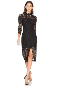 Yumi Kim Size XS Leading Lady Dress Black Lace Midi Sheer LBD Cocktail Elegant - Picture 1 of 4